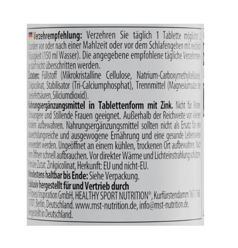 MST - Healthy Zinc Picolinate 60 Tabletten – Bild 2