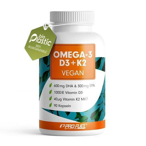 ProFuel Omega 3 + D3 + K2 90 Algenöl Kapseln 1 profuel omega 3 d3 k2 90 algenoel kapseln ProFuel Omega 3 + D3 + K2 90 Algenöl Kapseln